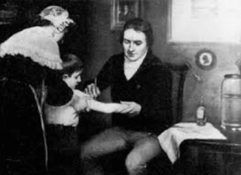 天然痘ウイルスのワクチンを接種するエドワード・ジェンナー